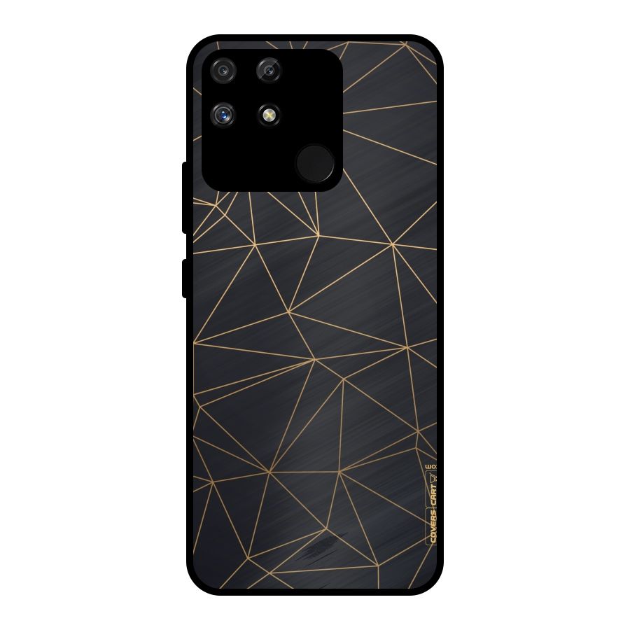 Black Golden Lines Metal Back Case for Realme Narzo 50A