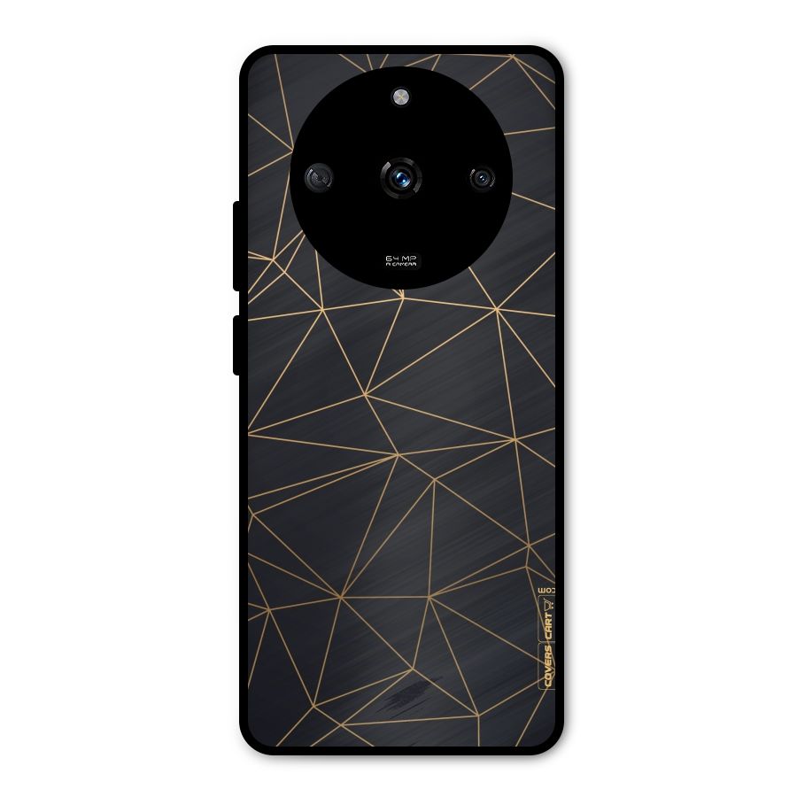 Black Golden Lines Metal Back Case for Realme Narzo 60 5G