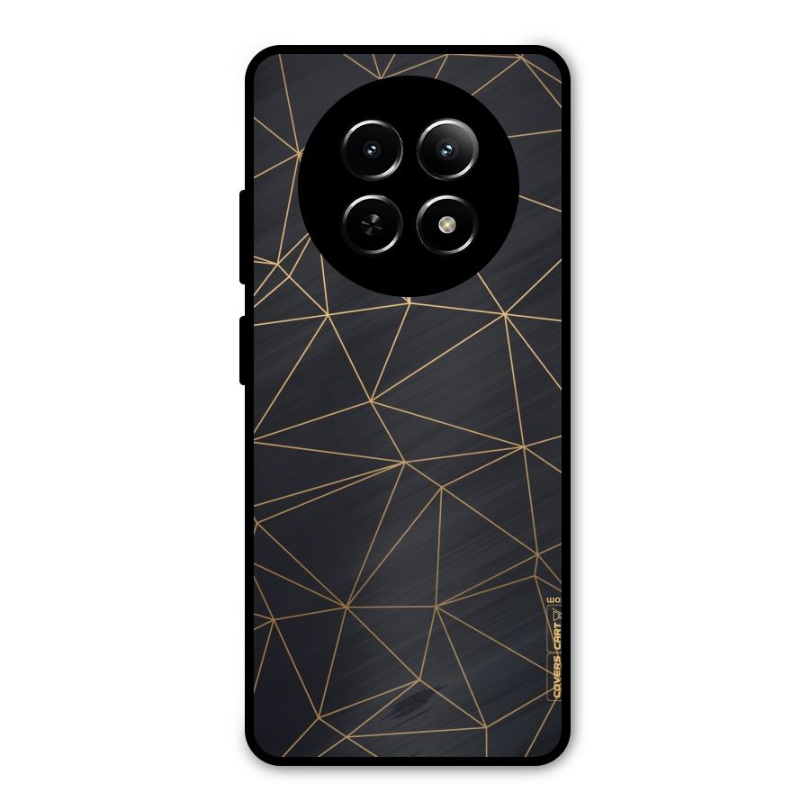 Black Golden Lines Metal Back Case for Realme Narzo 70x 5G
