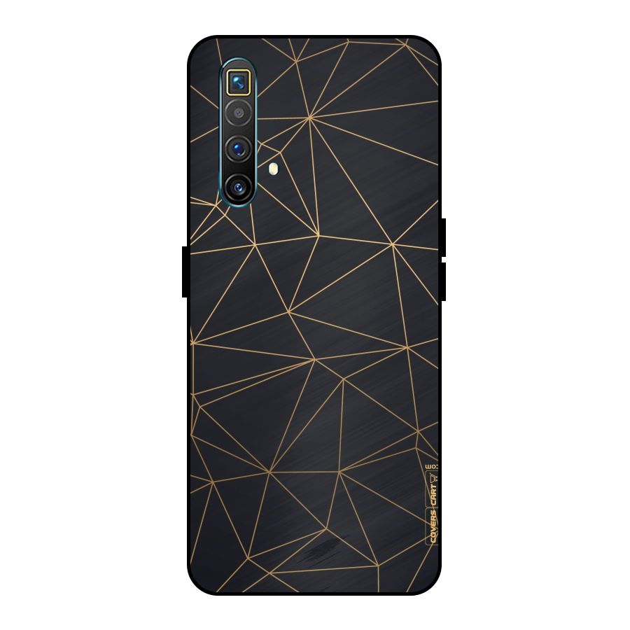 Black Golden Lines Metal Back Case for Realme X3