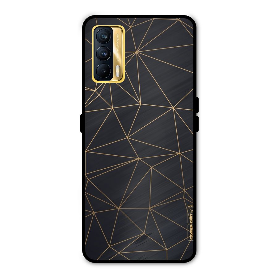 Black Golden Lines Metal Back Case for Realme X7