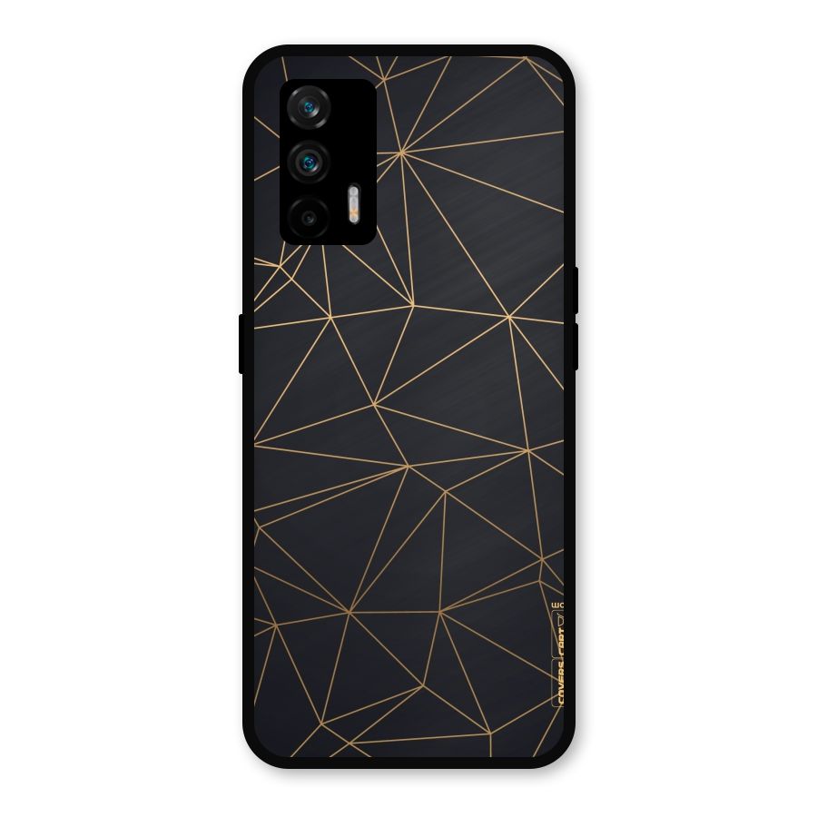 Black Golden Lines Metal Back Case for Realme X7 Max