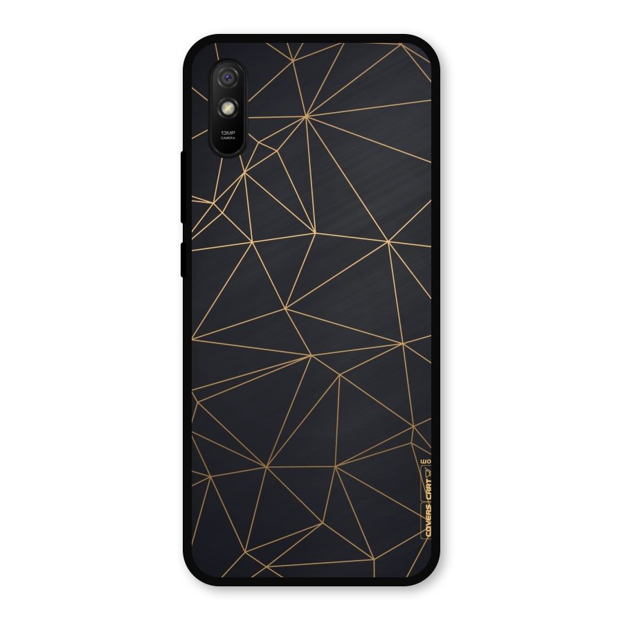Black Golden Lines Metal Back Case for Redmi 9a