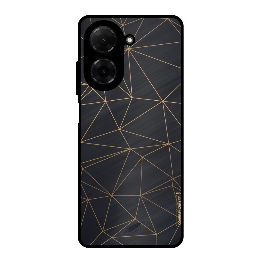 Black Golden Lines Metal Back Case for Redmi A5 4G