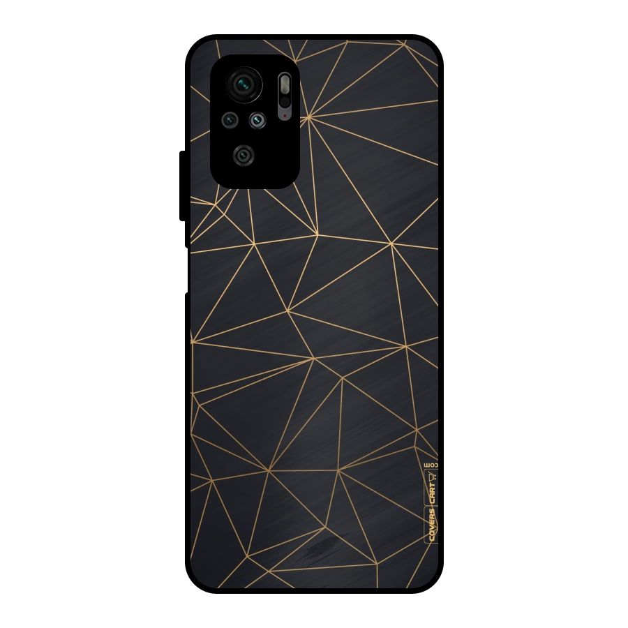 Black Golden Lines Metal Back Case for Redmi Note 10S