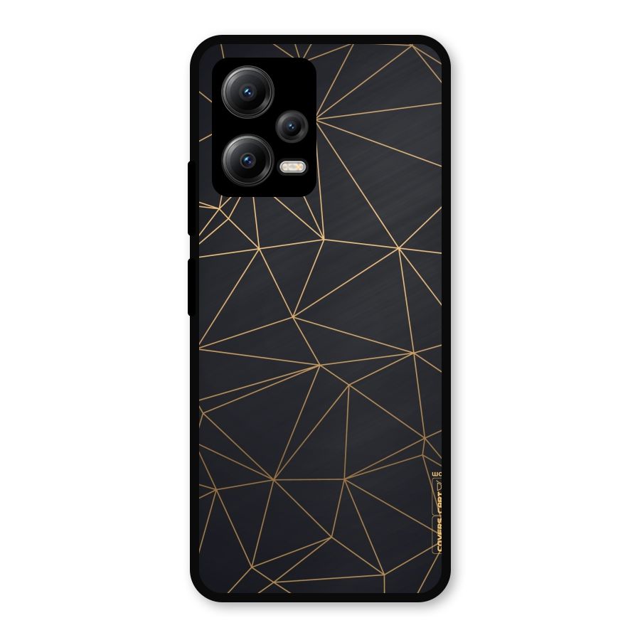 Black Golden Lines Metal Back Case for Redmi Note 12 5G