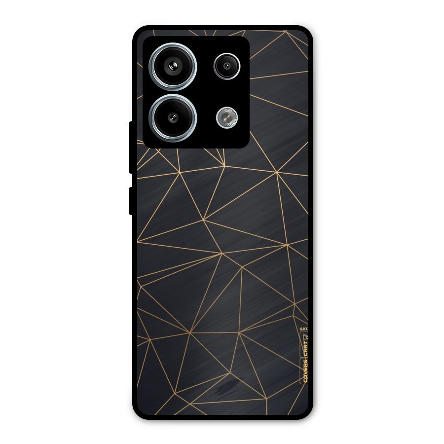 Black Golden Lines Metal Back Case for Redmi Note 13 Pro 5G