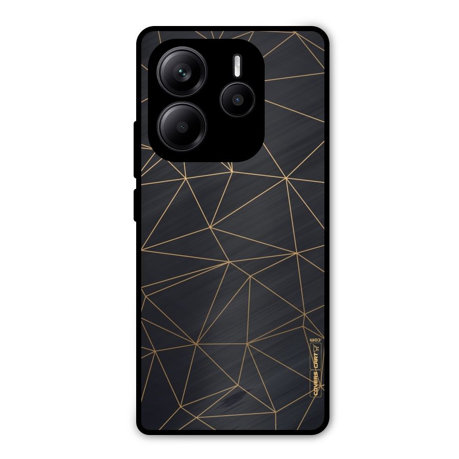 Black Golden Lines Metal Back Case for Redmi Note 14 5G