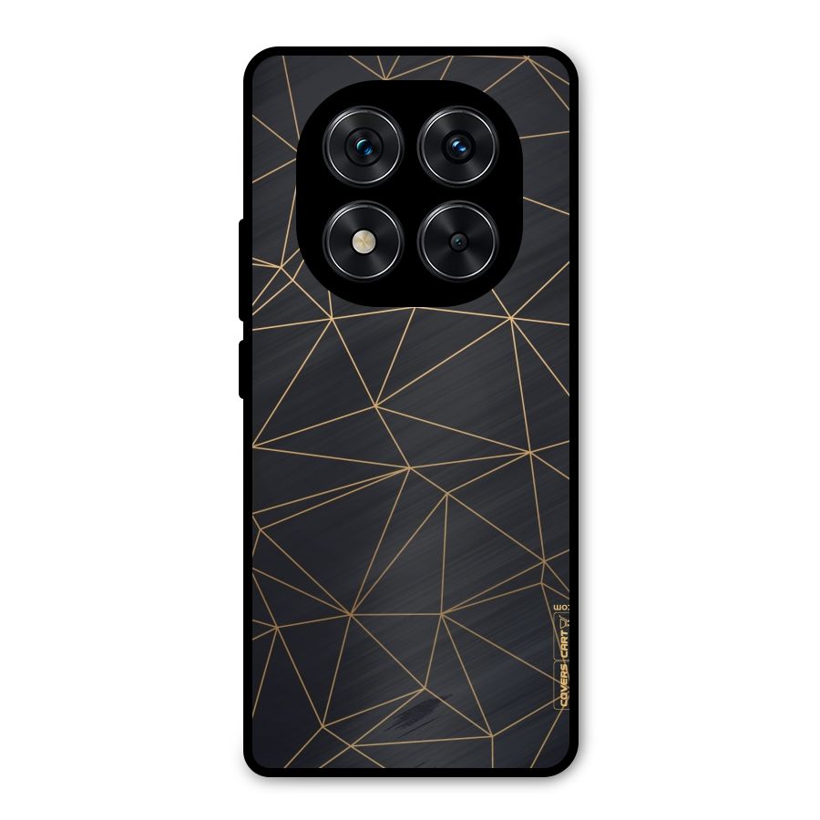 Black Golden Lines Metal Back Case for Redmi Note 14 Pro 5G