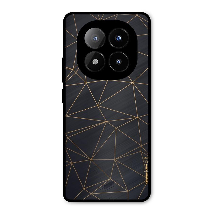 Black Golden Lines Metal Back Case for Redmi Note 14 Pro Plus 5G
