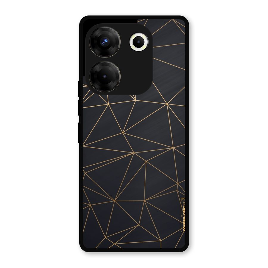 Black Golden Lines Metal Back Case for Tecno Camon 20