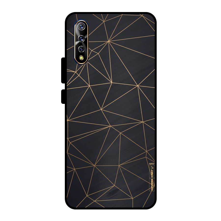 Black Golden Lines Metal Back Case for Vivo S1