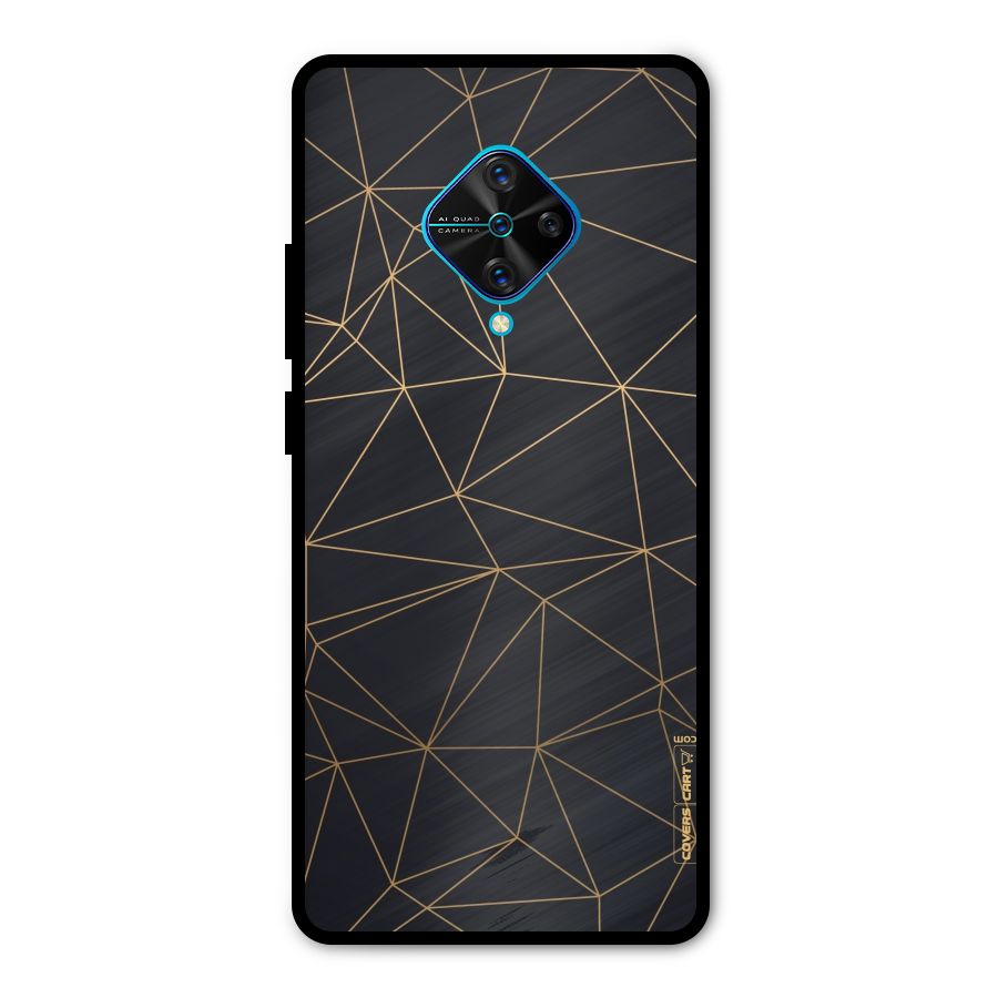Black Golden Lines Metal Back Case for Vivo S1 Pro