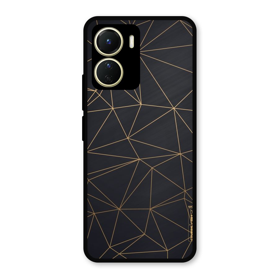 Black Golden Lines Metal Back Case for Vivo T2x