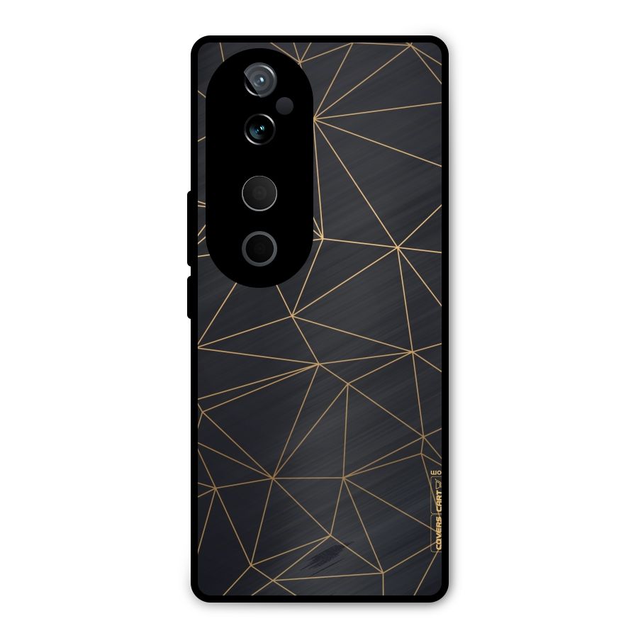 Black Golden Lines Metal Back Case for Vivo T3 Ultra