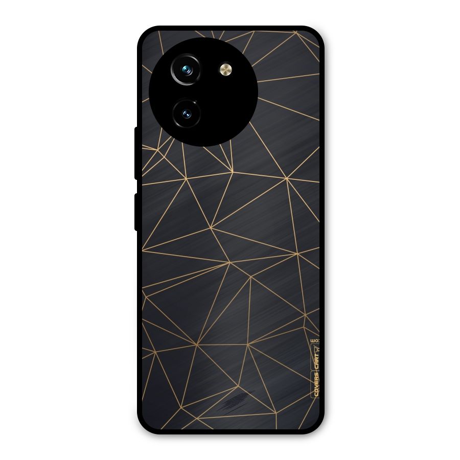 Black Golden Lines Metal Back Case for Vivo T3x