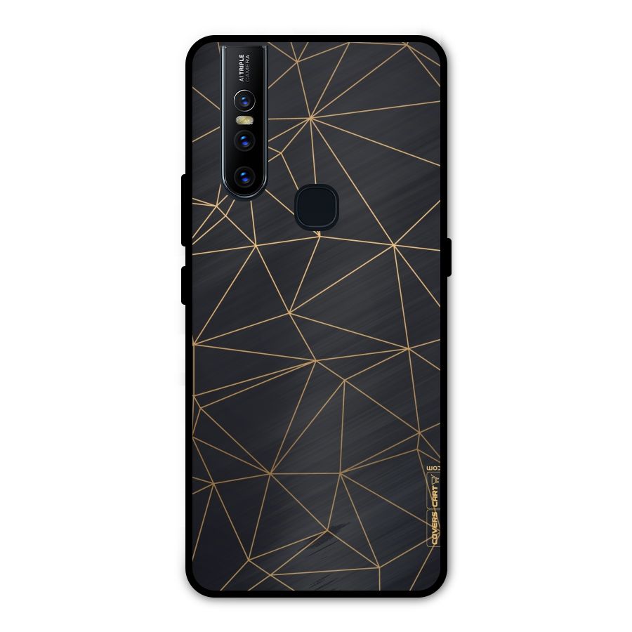 Black Golden Lines Metal Back Case for Vivo V15