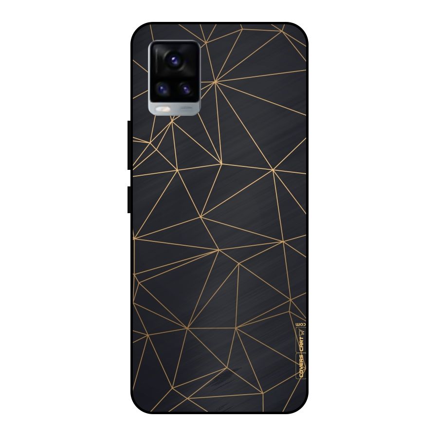 Black Golden Lines Metal Back Case for Vivo V20 2021