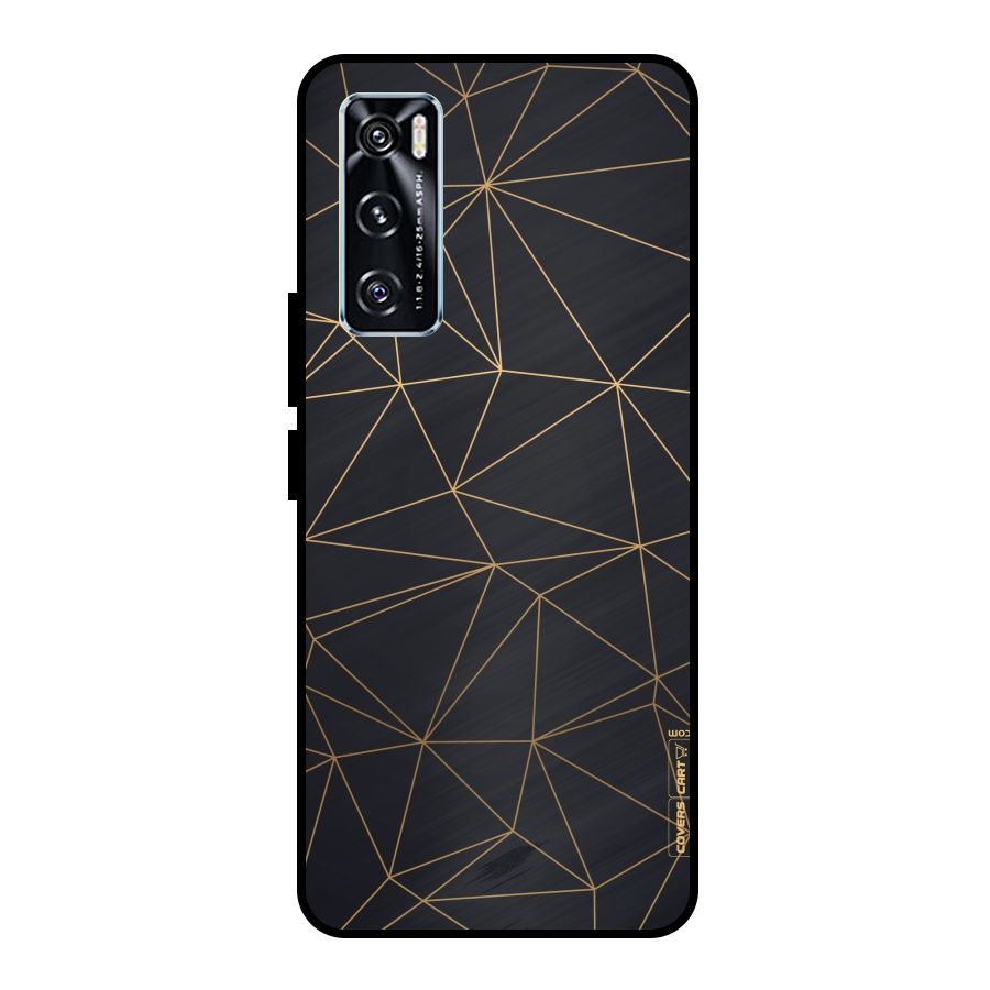 Black Golden Lines Metal Back Case for Vivo V20 SE