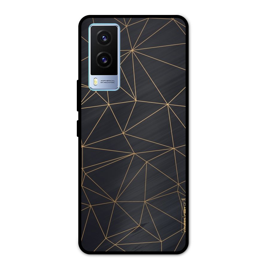 Black Golden Lines Metal Back Case for Vivo V21e 5G