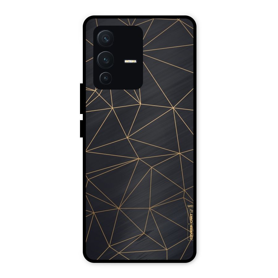 Black Golden Lines Metal Back Case for Vivo V23 5G