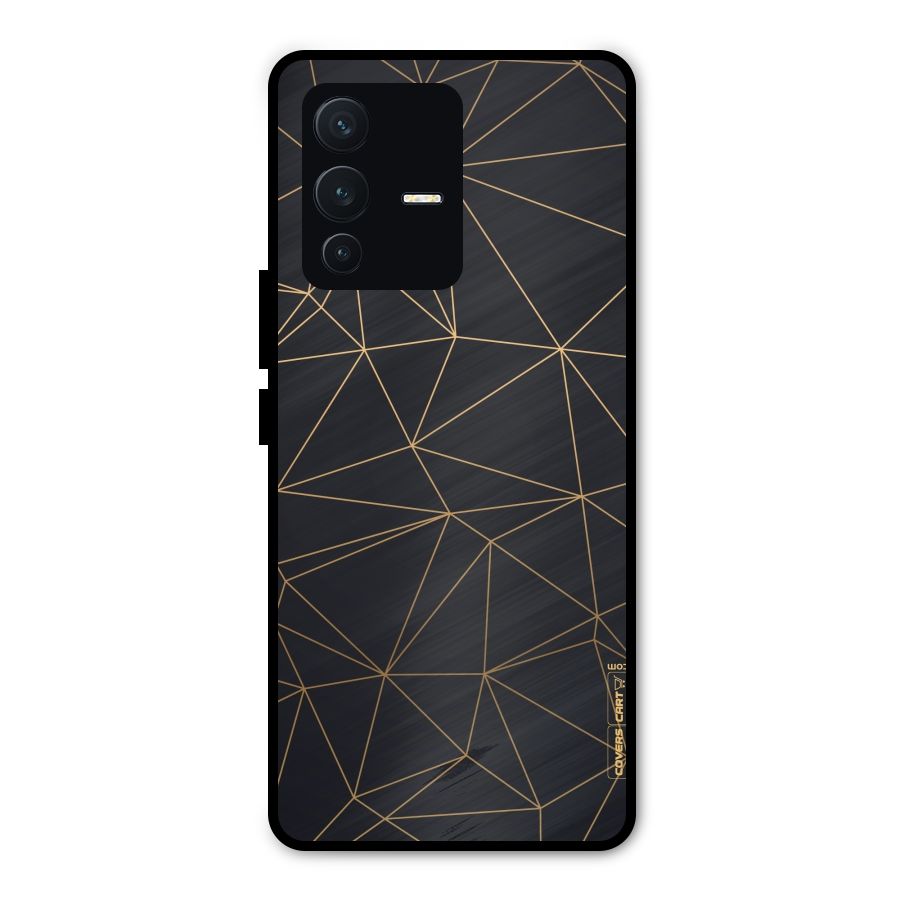 Black Golden Lines Metal Back Case for Vivo V23 Pro
