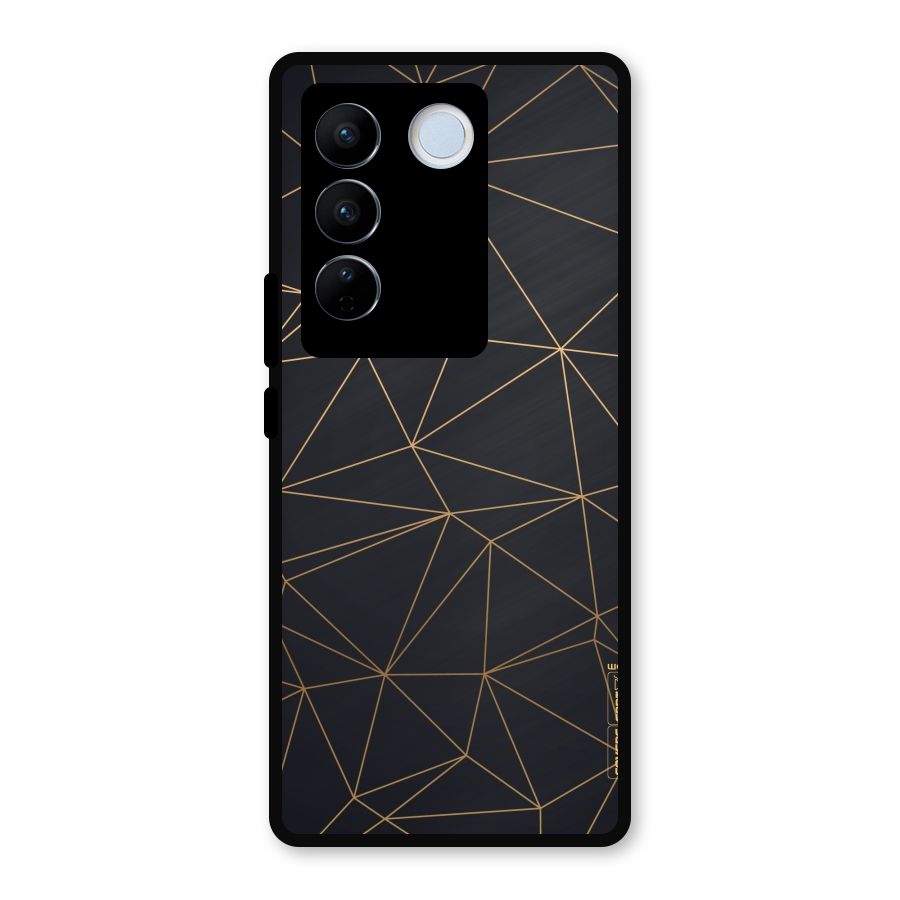 Black Golden Lines Metal Back Case for Vivo V27
