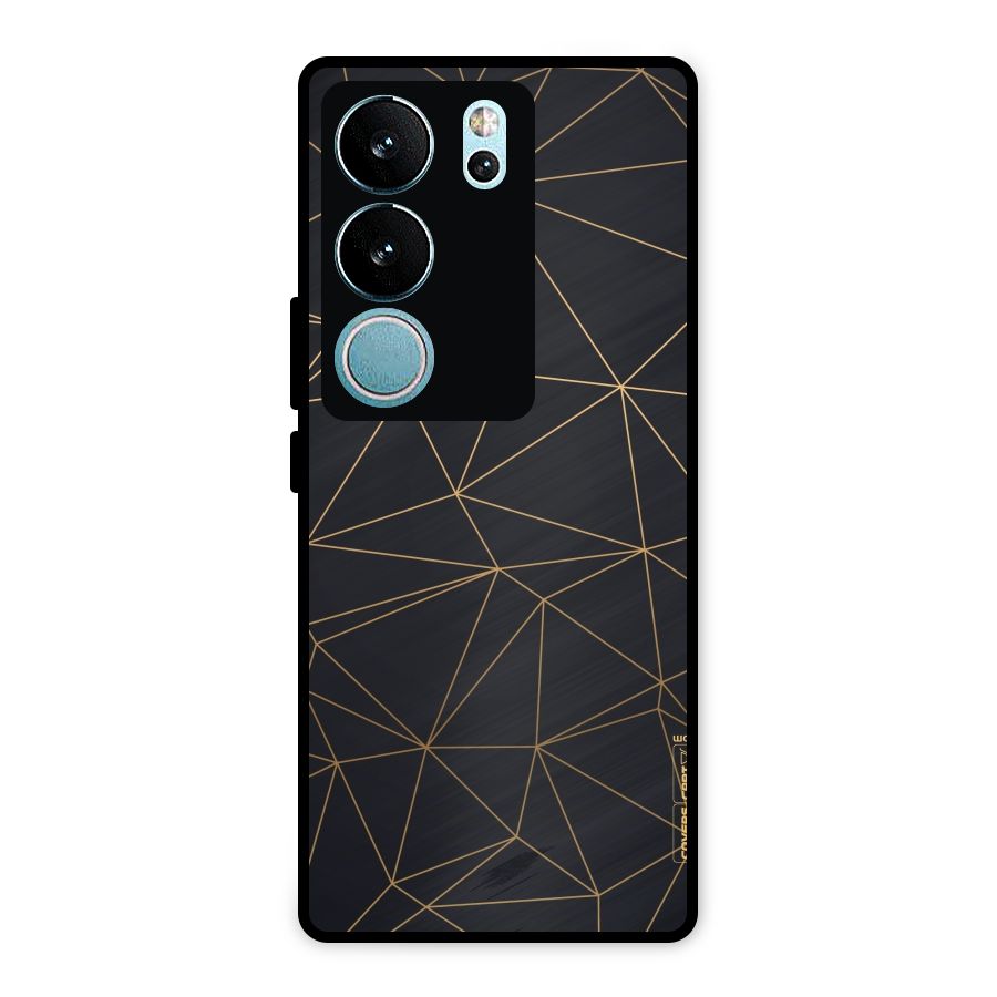 Black Golden Lines Metal Back Case for Vivo V29