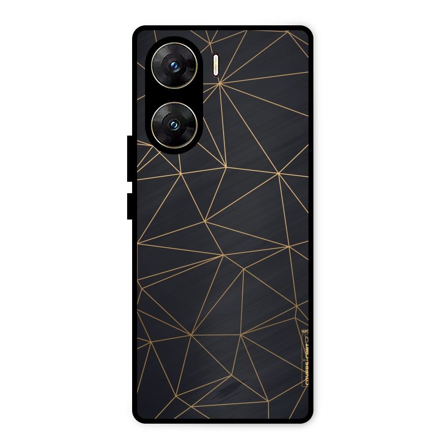 Black Golden Lines Metal Back Case for Vivo V29e
