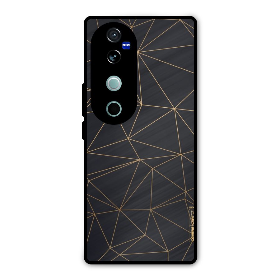 Black Golden Lines Metal Back Case for Vivo V40