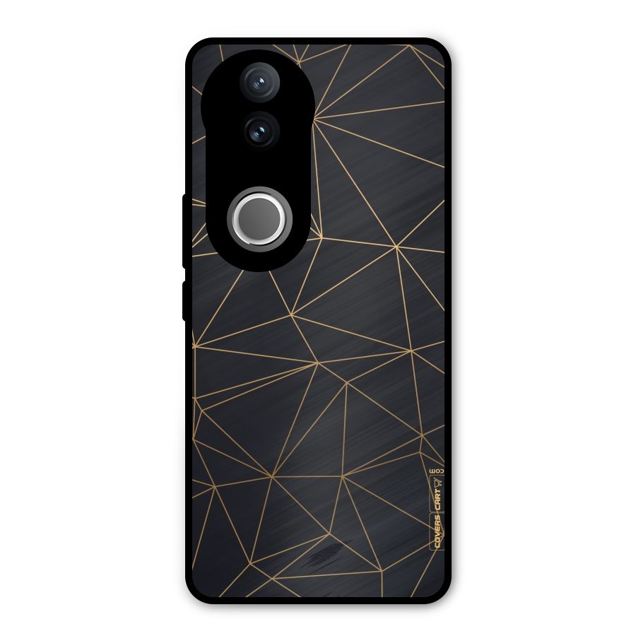 Black Golden Lines Metal Back Case for Vivo V50e