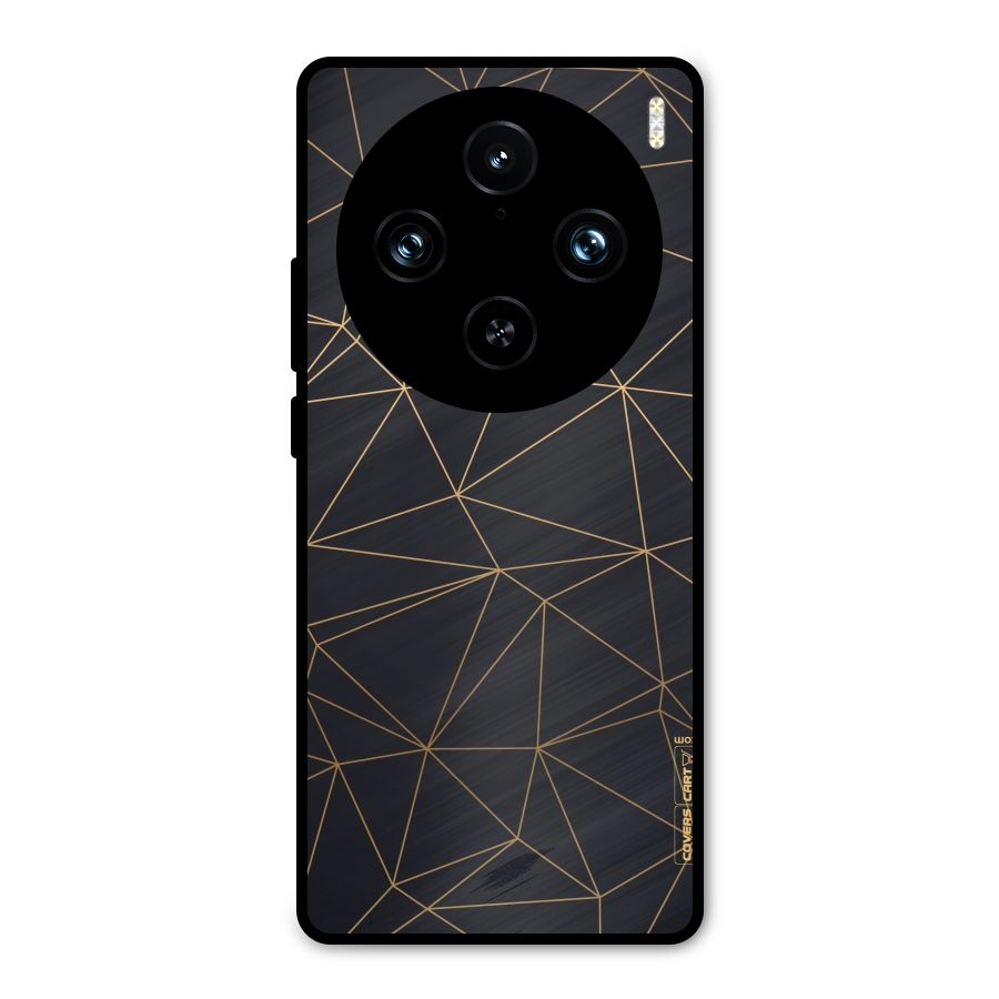 Black Golden Lines Metal Back Case for Vivo X100 Pro