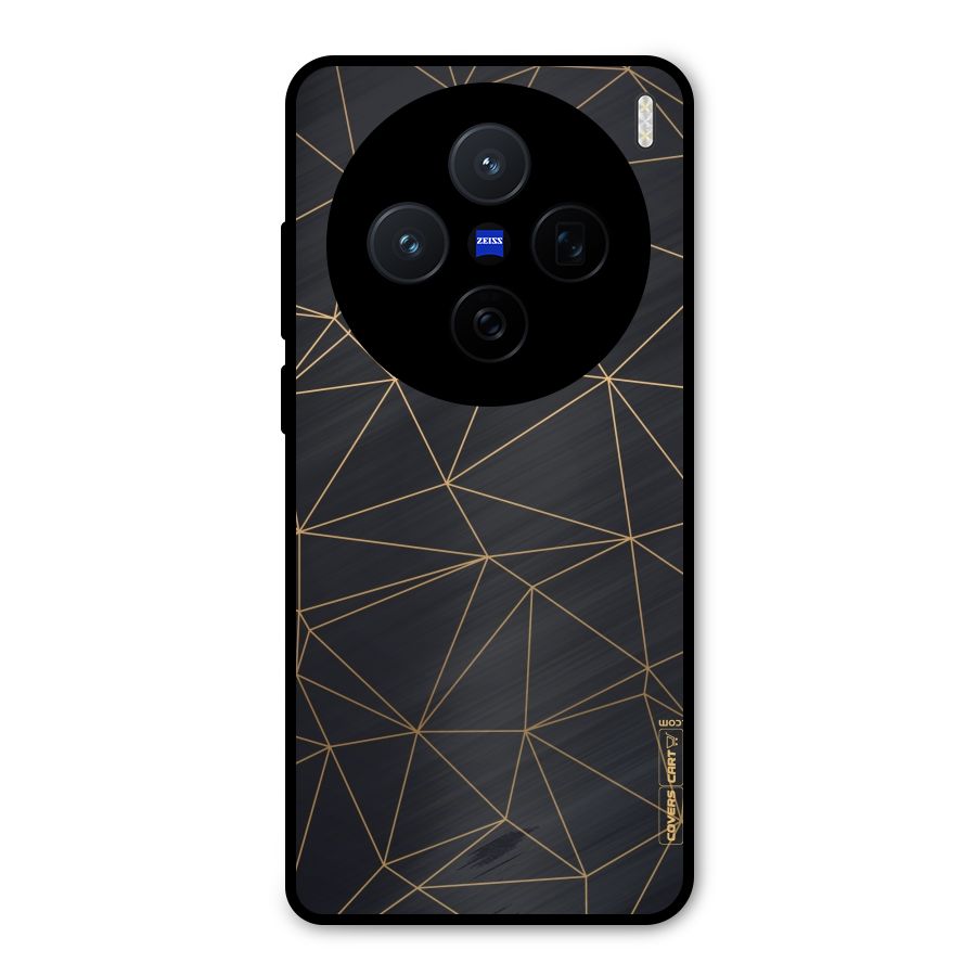 Black Golden Lines Metal Back Case for Vivo X200