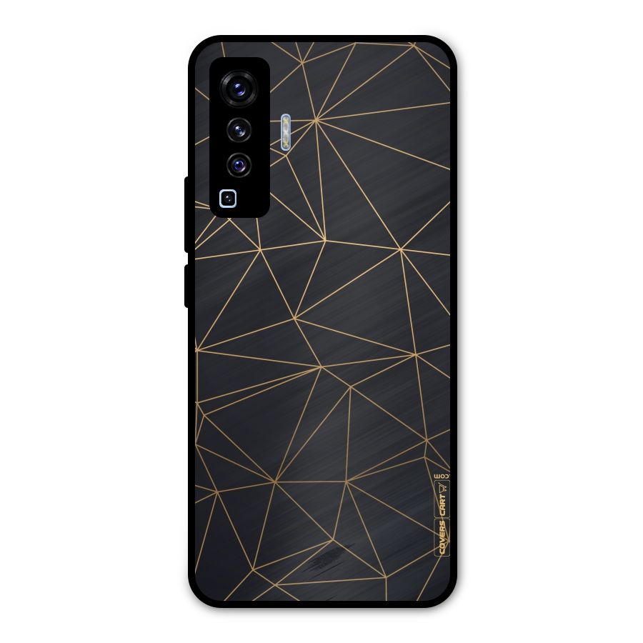 Black Golden Lines Metal Back Case for Vivo X50