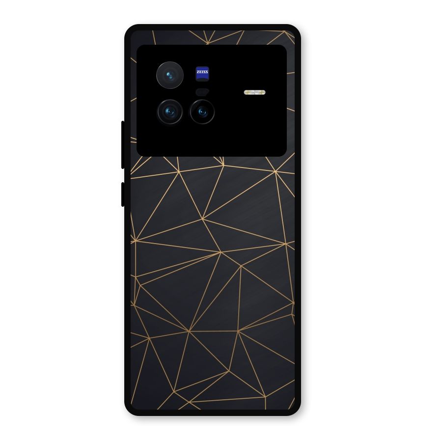 Black Golden Lines Metal Back Case for Vivo X80