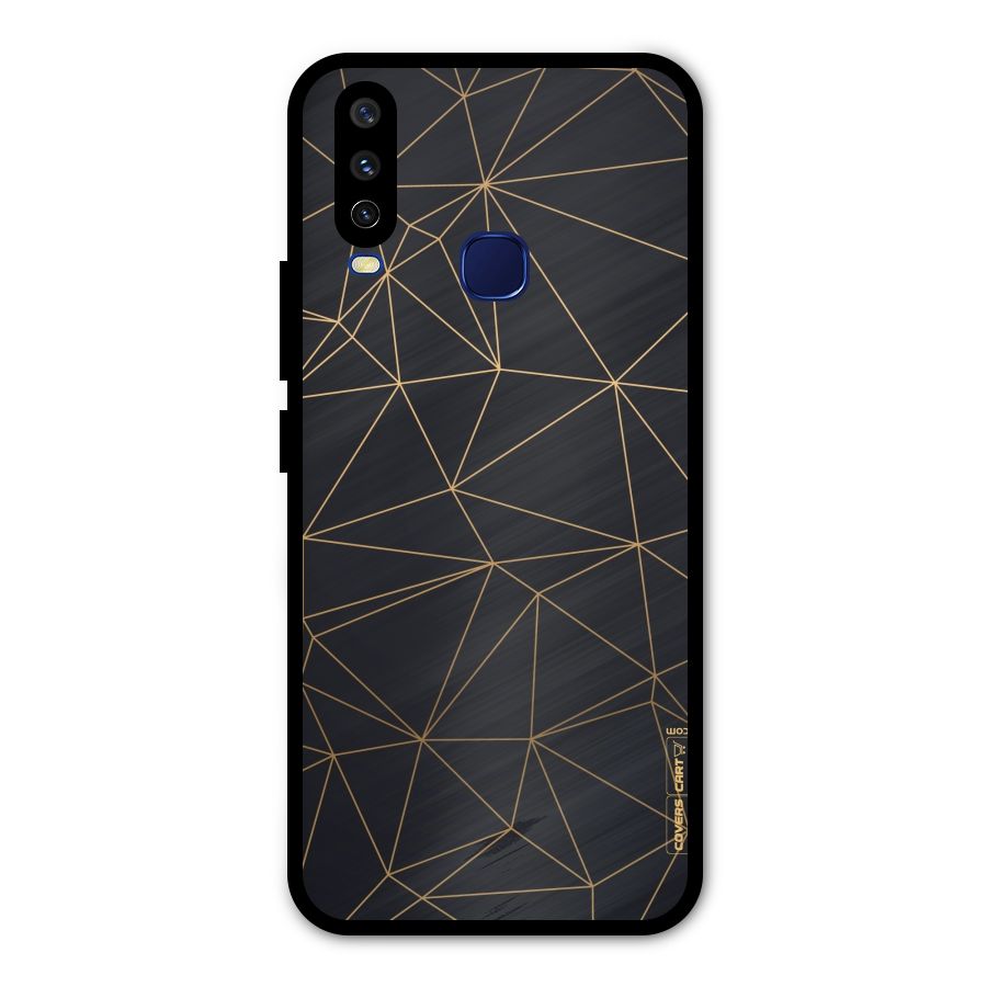 Black Golden Lines Metal Back Case for Vivo Y12