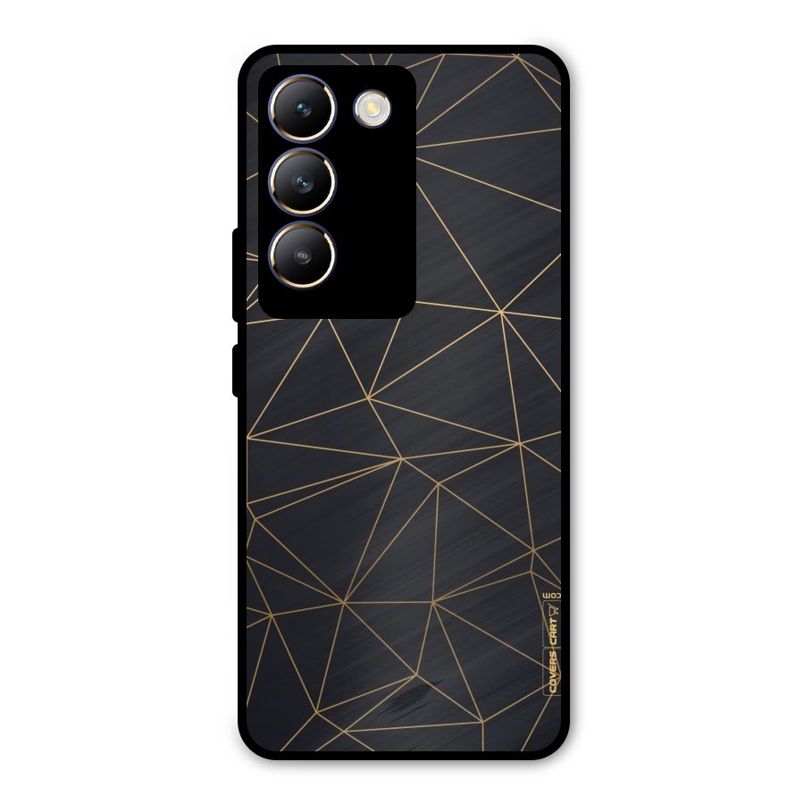 Black Golden Lines Metal Back Case for Vivo Y200e