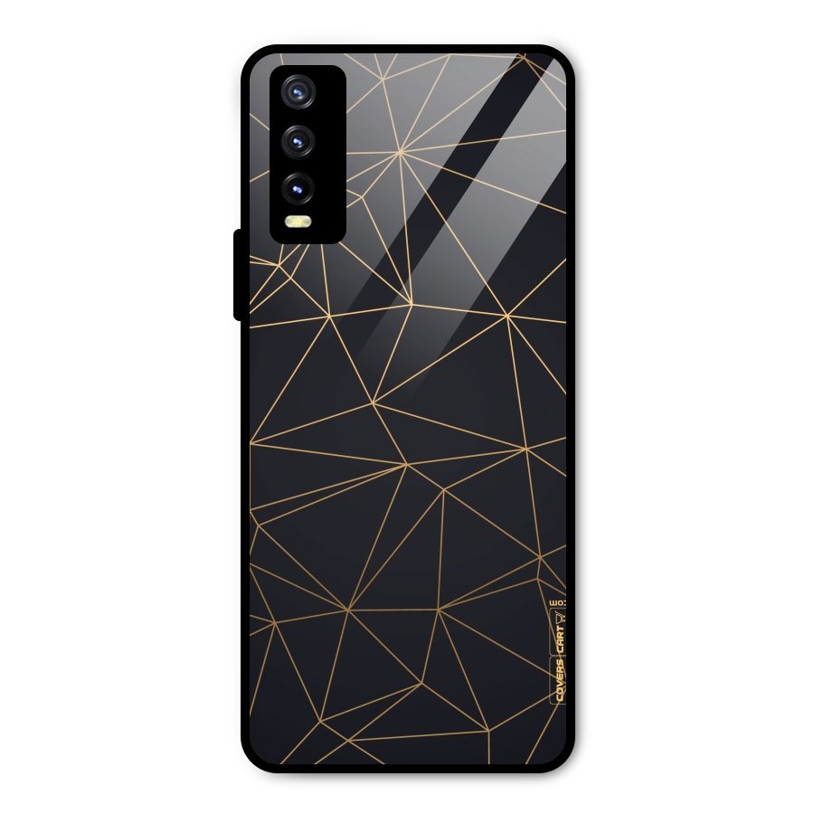 Black Golden Lines Metal Back Case for Vivo Y20g