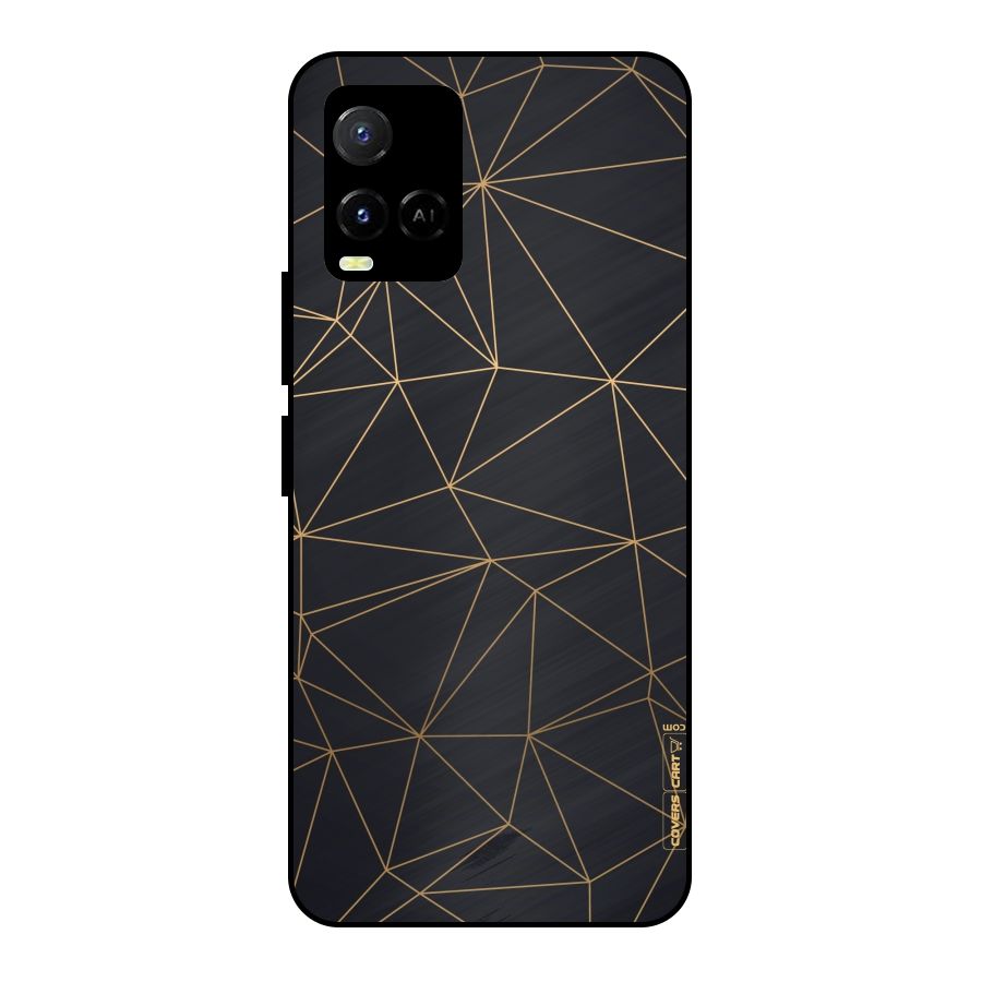 Black Golden Lines Metal Back Case for Vivo Y21T