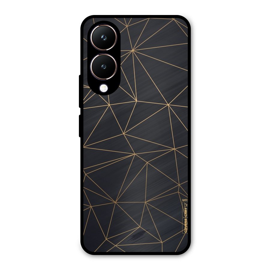 Black Golden Lines Metal Back Case for Vivo Y28