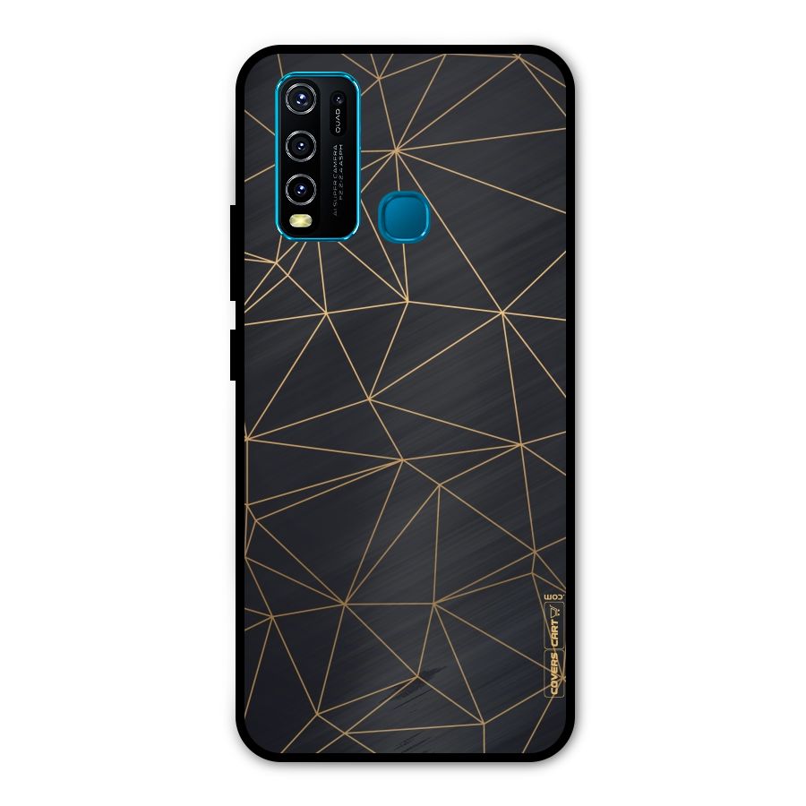 Black Golden Lines Metal Back Case for Vivo Y30