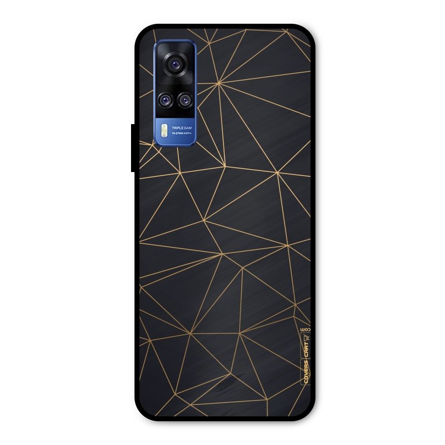 Black Golden Lines Metal Back Case for Vivo Y31