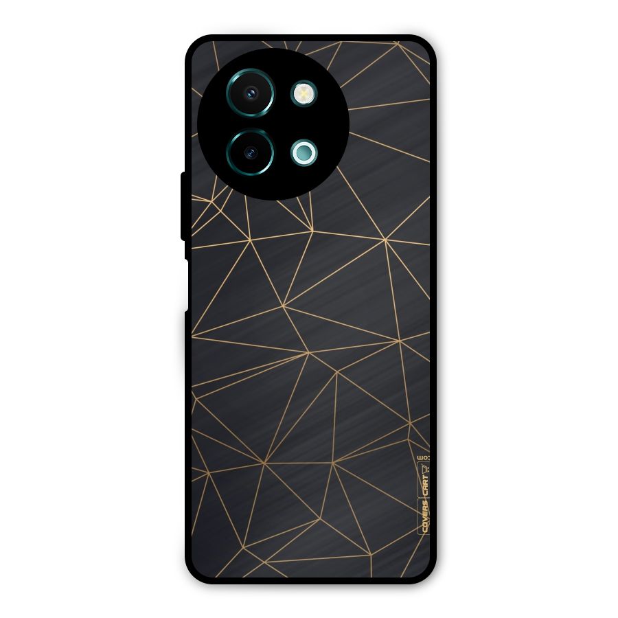 Black Golden Lines Metal Back Case for Vivo Y58