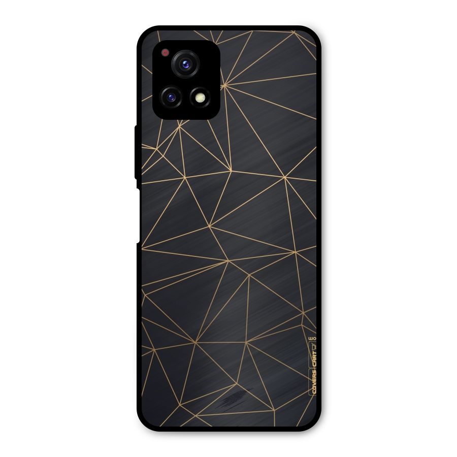 Black Golden Lines Metal Back Case for Vivo Y72 5G