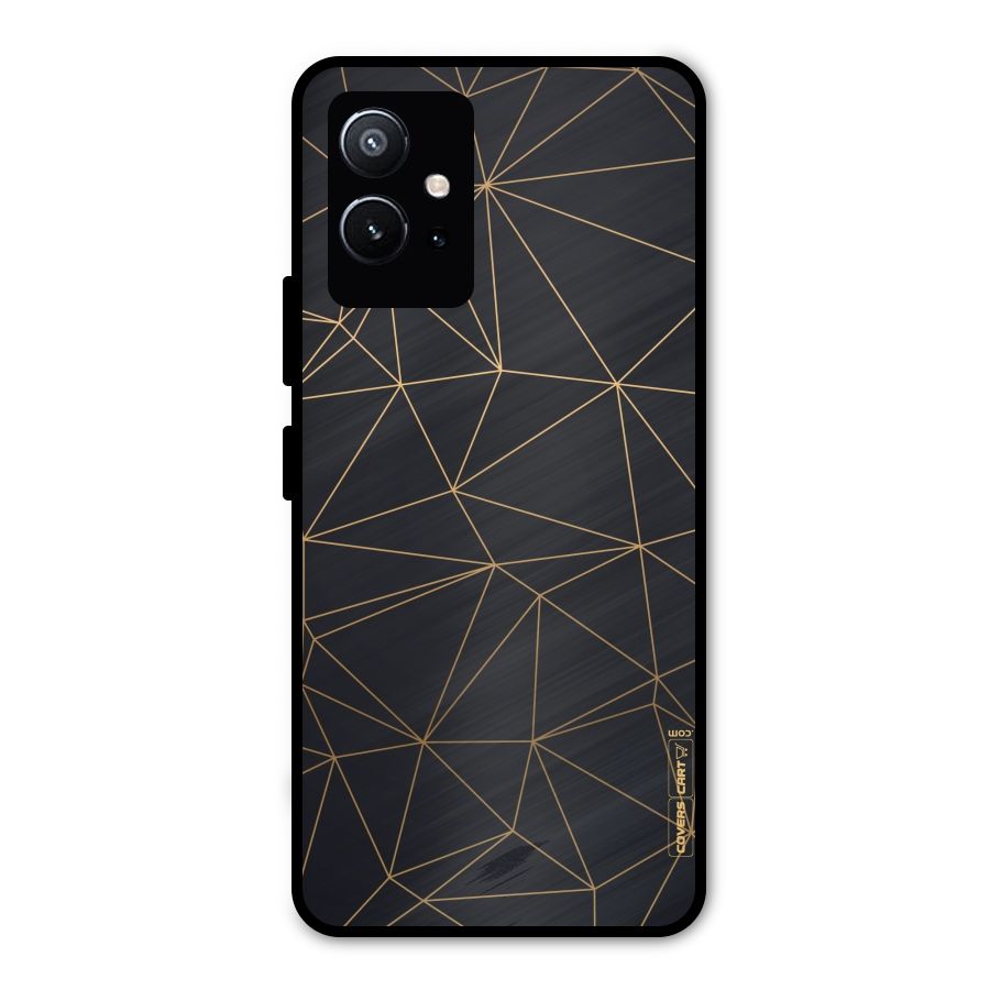 Black Golden Lines Metal Back Case for Vivo Y75 5G