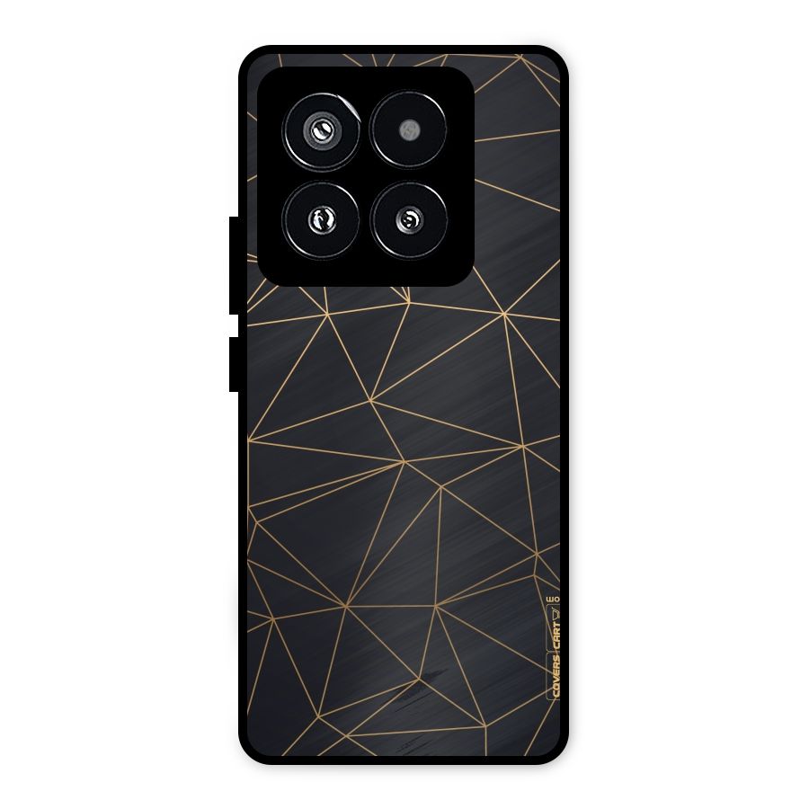 Black Golden Lines Metal Back Case for Xiaomi 14 Pro