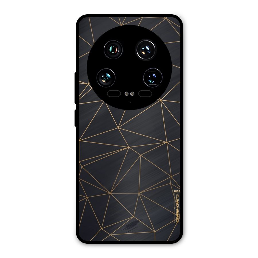 Black Golden Lines Metal Back Case for Xiaomi 14 Ultra