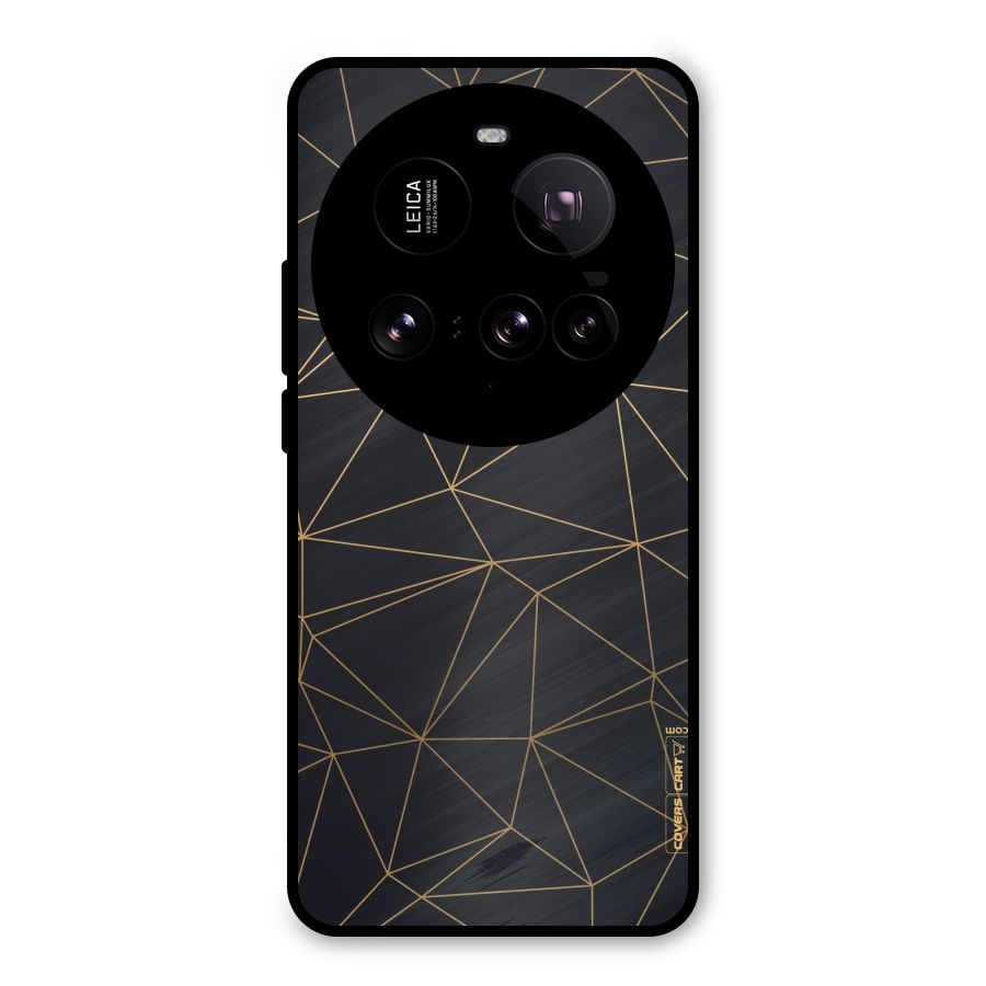 Black Golden Lines Metal Back Case for Xiaomi 15 Ultra