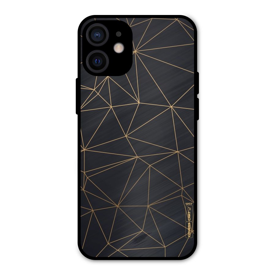 Black Golden Lines Metal Back Case for iPhone 12 Mini