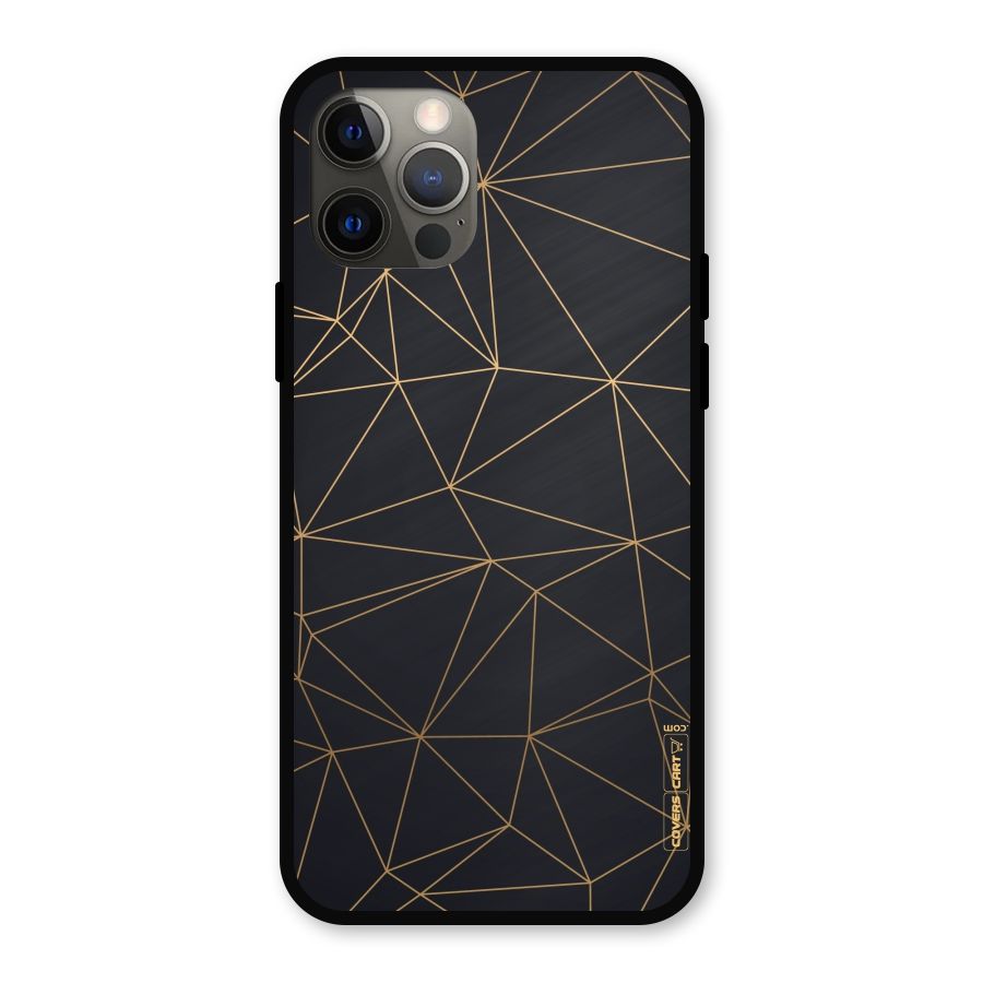 Black Golden Lines Metal Back Case for iPhone 12 Pro
